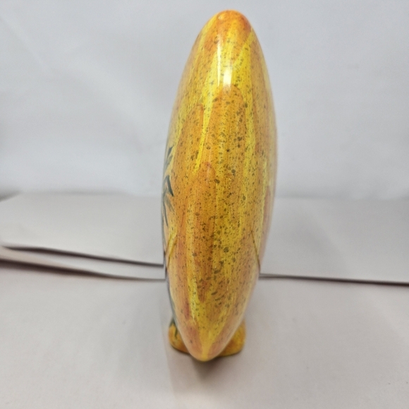 Italian Hand Made Flower Vase Bright Bold Hand Painted Flowers Yellow Orange - Picture 4 of 14